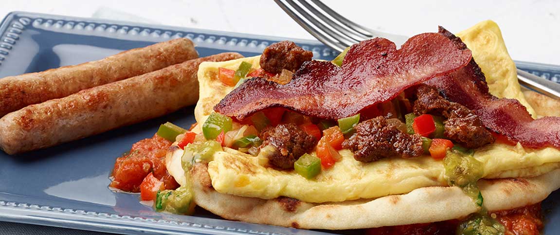 Turkey Bacon Omelet Flatbread