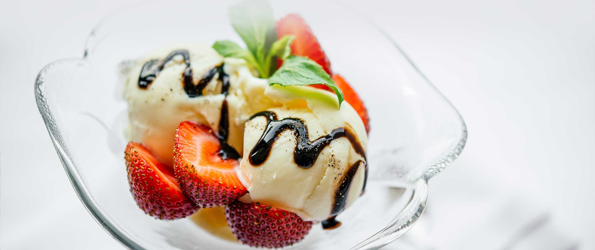 Strawberry & Vanilla Sundae with Balsamic Glaze