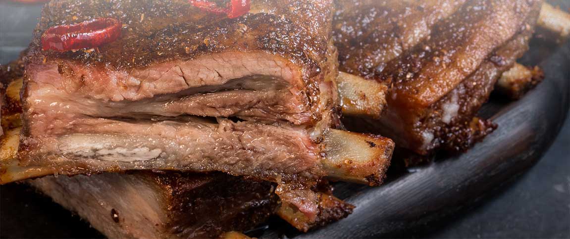 Dry Rubbed Ribs with Banana Rum BBQ Glaze