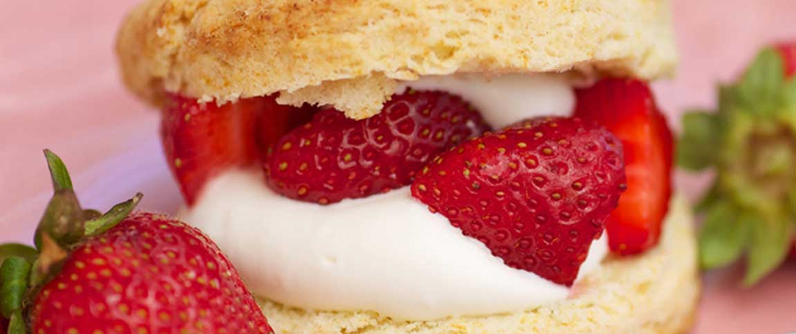 Flaky Biscuits with Icing and Strawberries
