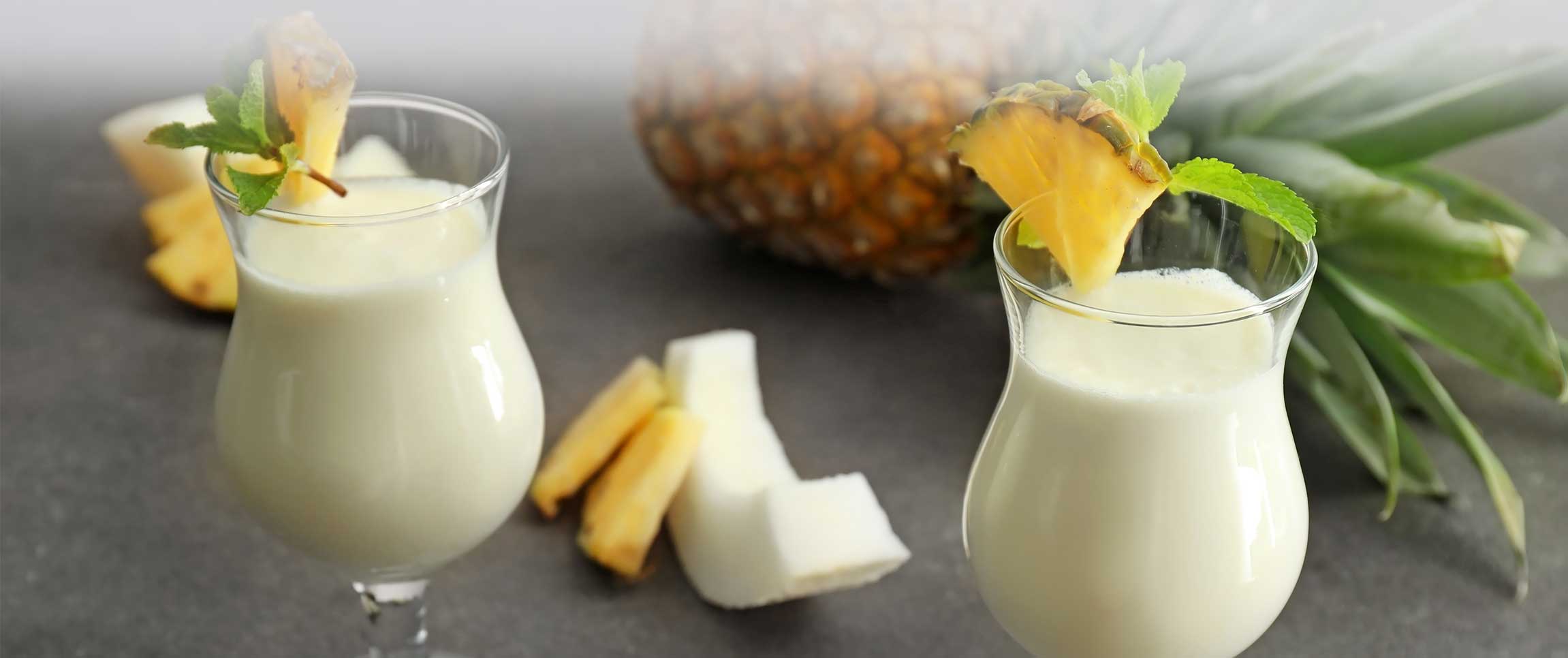 Pina Coladas with Fresh Pineapple for Garnish