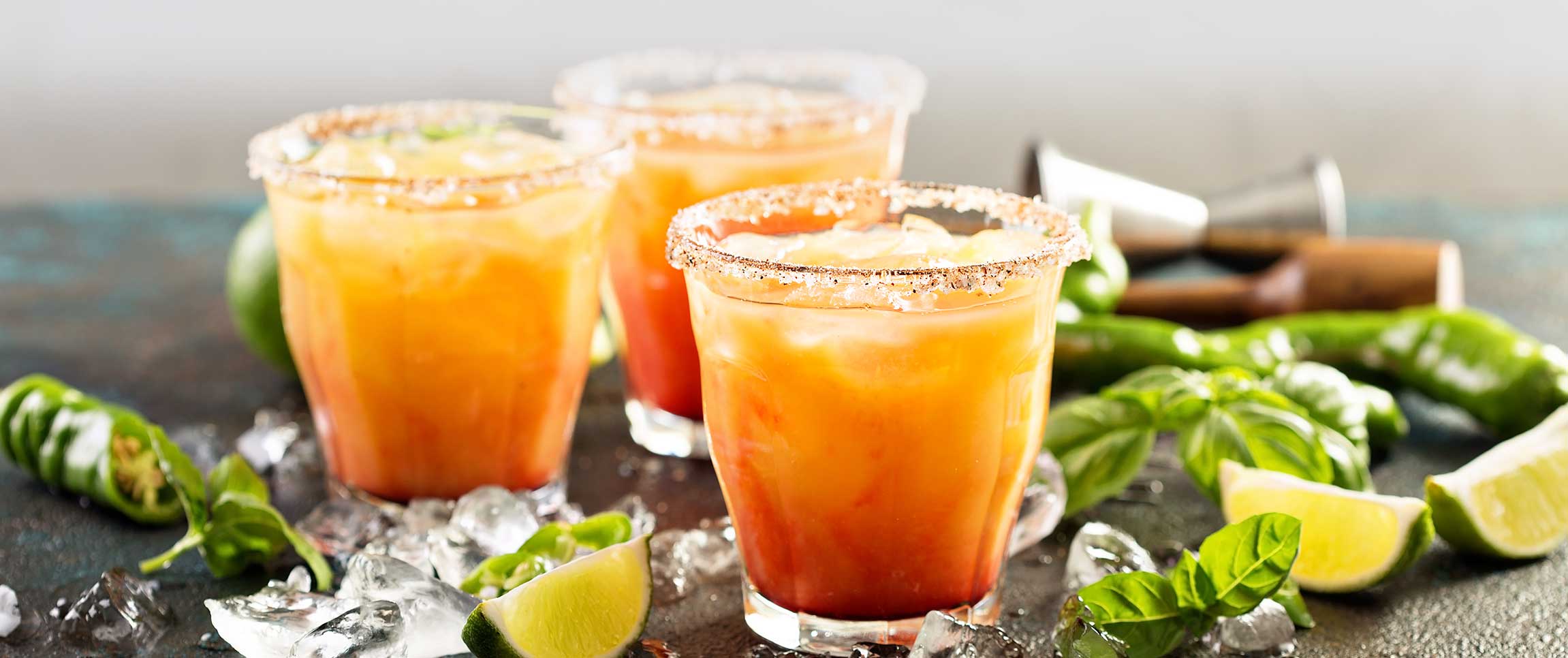 Grenadine, orange juice, and pineapple juice paired with tequila