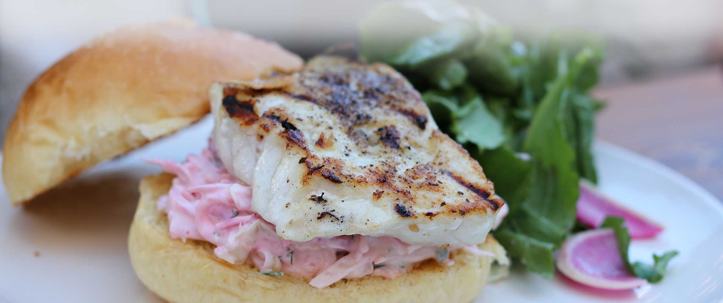 Char Grilled Grouper on a Brioche Bun