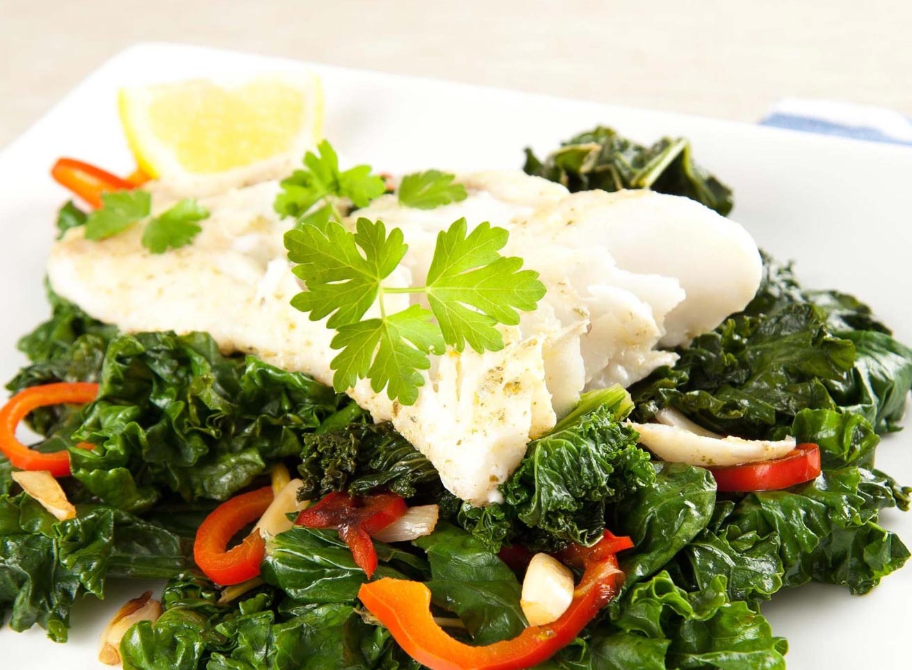 Seabass on a Bed of Kale