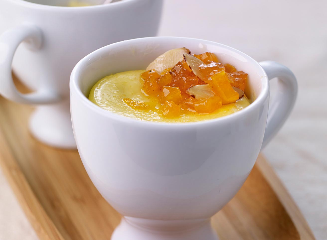 Lemon Tea Infused Custard with Candied Apricots
