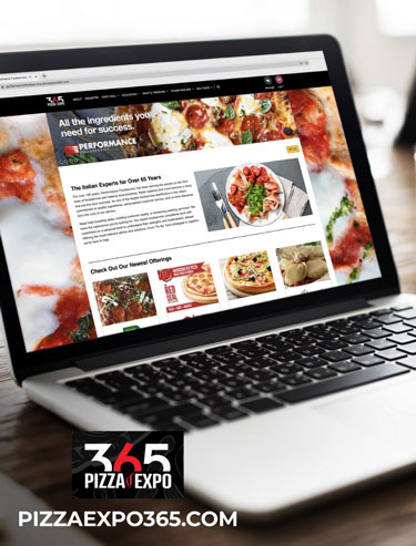 Computer Screen viewing Pizza Expo 365 Website